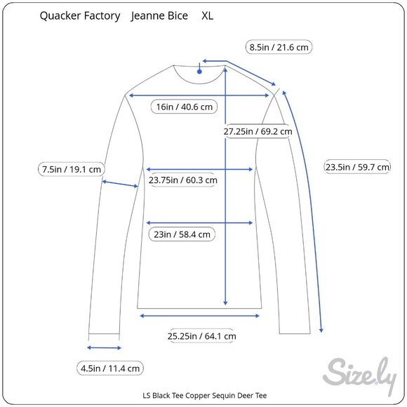 Quacker Factory Jeanne Bice Long Sleeve Black Tee Copper Sequin Deer Tee NWT XL - Picture 8 of 8